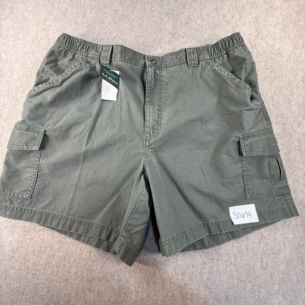 NWT LL Bean Mens 40W Comfort Waist Cargo Shorts Olive Green Cotton 224994